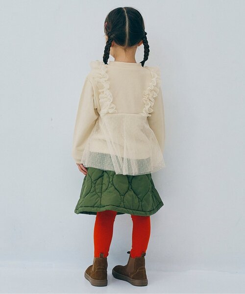 p.premier（ピードットプルミエ）の「【ジュニア対応】ドットチュールフリルビスチェドッキングトレーナー（スウェット・キッズ・アイボリー/サックスブルー/チャコール/ブラウン・80/90/100/110/120/130/140）」の9枚目の写真