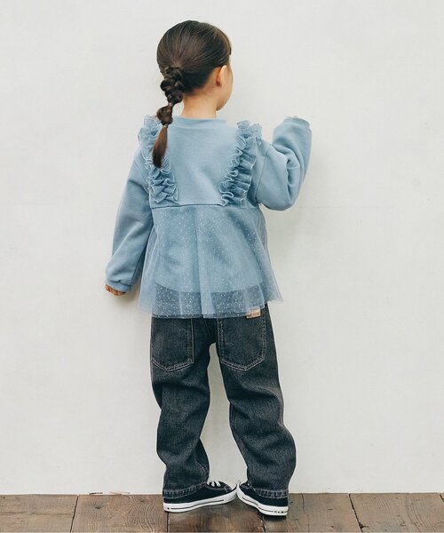 p.premier（ピードットプルミエ）の「【ジュニア対応】ドットチュールフリルビスチェドッキングトレーナー（スウェット・キッズ・アイボリー/サックスブルー/チャコール/ブラウン・80/90/100/110/120/130/140）」の11枚目の写真