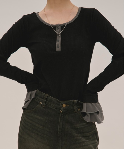 【新品未使用】アニュアンス ベルスリーブリブカットソー bell sleeve rib tops / ベルスリーブリブトップス（Tシャツ