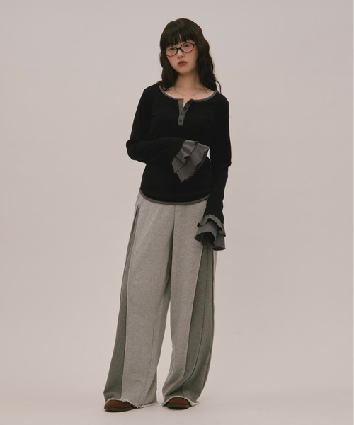 loin nuit（ロワンニュイ）の「bell sleeve rib tops / ベルスリーブリブトップス（Tシャツ/カットソー・レディース・ブラック/ボルドー・FREE）」の19枚目の写真