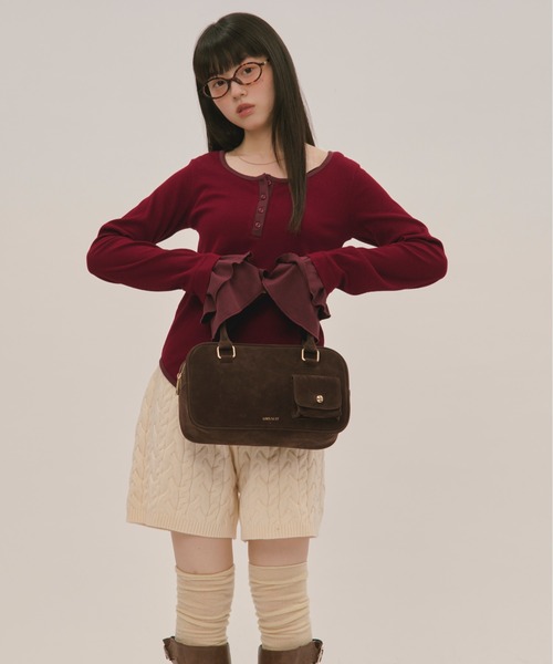 loin nuit（ロワンニュイ）の「bell sleeve rib tops / ベルスリーブリブトップス（Tシャツ/カットソー・レディース・ブラック/ボルドー・FREE）」の16枚目の写真