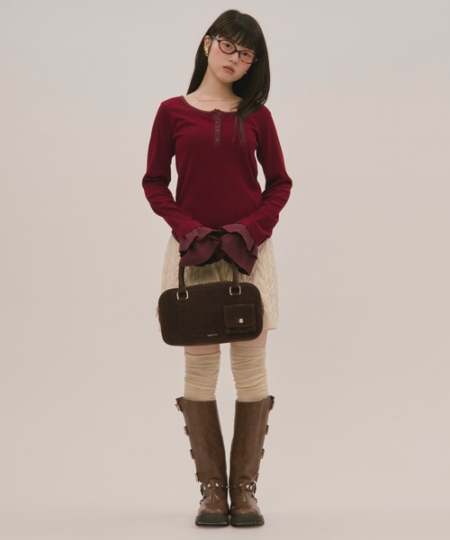 bell sleeve rib tops / ベルスリーブリブトップス（Tシャツ