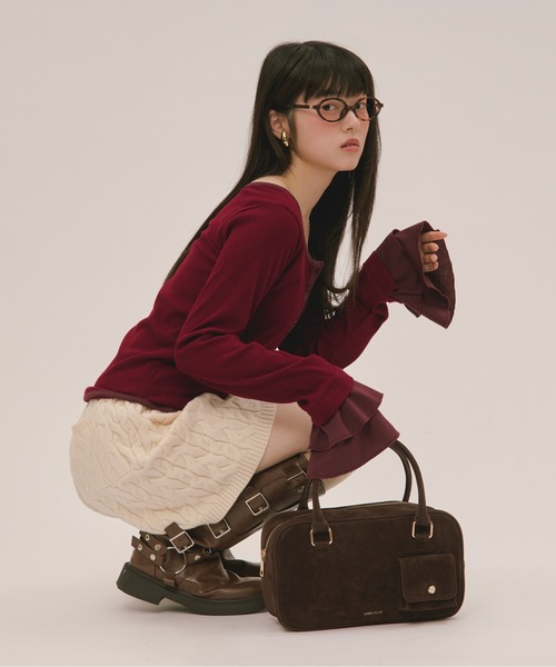 loin nuit（ロワンニュイ）の「bell sleeve rib tops / ベルスリーブリブトップス（Tシャツ/カットソー・レディース・ブラック/ボルドー・FREE）」の11枚目の写真