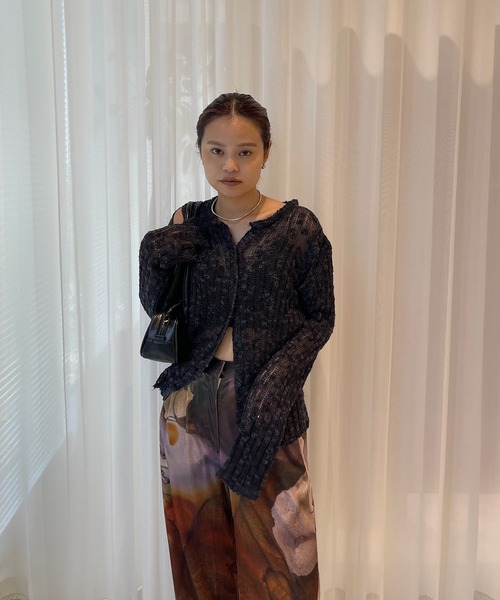 Ameri（アメリ）の「MELANGE NEP KNIT TOP（ニット/セーター・レディース・ブラック/ホワイト/ライム・FREE）」の8枚目の写真