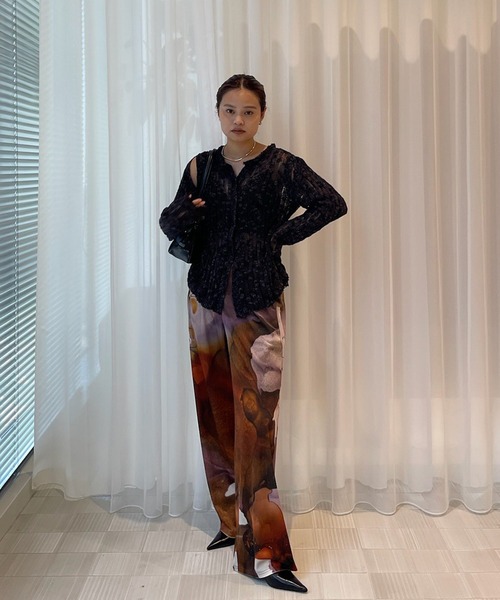 Ameri（アメリ）の「MELANGE NEP KNIT TOP（ニット/セーター・レディース・ブラック/ホワイト/ライム・FREE）」の10枚目の写真