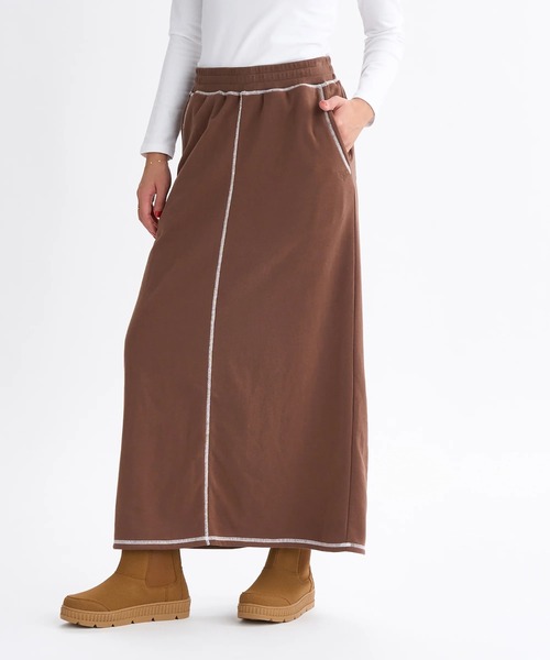 ROXY（ロキシー）の「JIVY SKIRTS /ロキシーロゴワンポイントカラーステッチウエストゴムロングスカート（スカート・レディース・ナチュラル/ブラック/ブラウン・SMALL/MEDIUM/LARGE）」の3枚目の写真