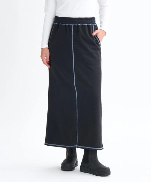 ROXY（ロキシー）の「JIVY SKIRTS /ロキシーロゴワンポイントカラーステッチウエストゴムロングスカート（スカート・レディース・ナチュラル/ブラック/ブラウン・SMALL/MEDIUM/LARGE）」の2枚目の写真