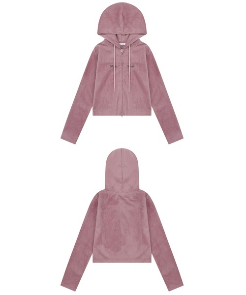muahmuah(ムーアムーア)の「A'GEM/9 × .kom 『muah muah/ムーアムーア』 LOGO STITCH VELVET TRAINING HOOD ZIPUP/ベルベット ロゴ ステッチジップアップパーカー(パーカー・レディース・ネイビー/ピンク/グレー/ブラック・FREE)」の18枚目の写真