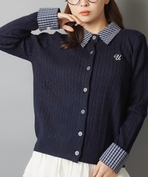 SPINNS | 「きちんと可愛い」を一枚で☆プレッピー気分が高まるシャツ重ね見えカーディガン(カーディガン/ボレロ)