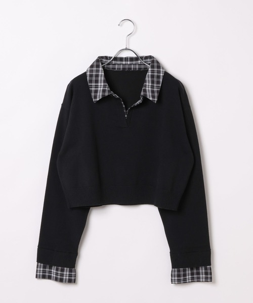 PAGEBOY(ページボーイ)の「シャツドッキングニットプルオーバー(ニット/セーター・レディース・グレー/ブラック/オフホワイト・FREE)」の11枚目の写真