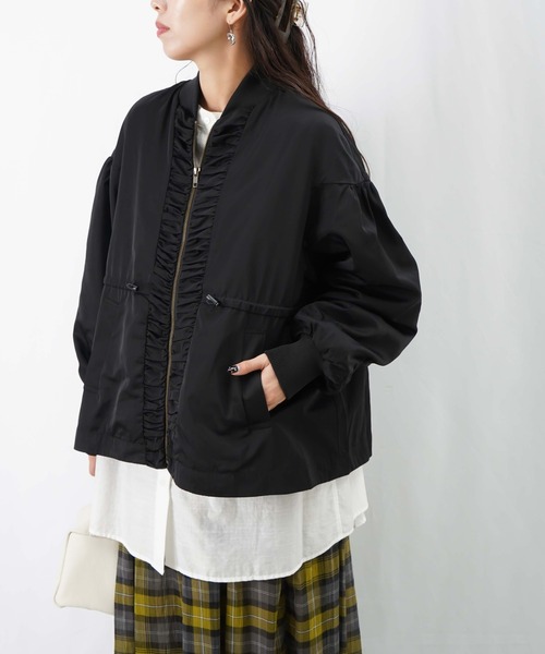 LUCA/LADY LUCK LUCA（ルカ/レディラックルカ）の「LC/LLL ギャザーブルゾン【セットアップ着用可】（ブルゾン・レディース・ブラック/カーキ/ベージュ・FREE）」の2枚目の写真