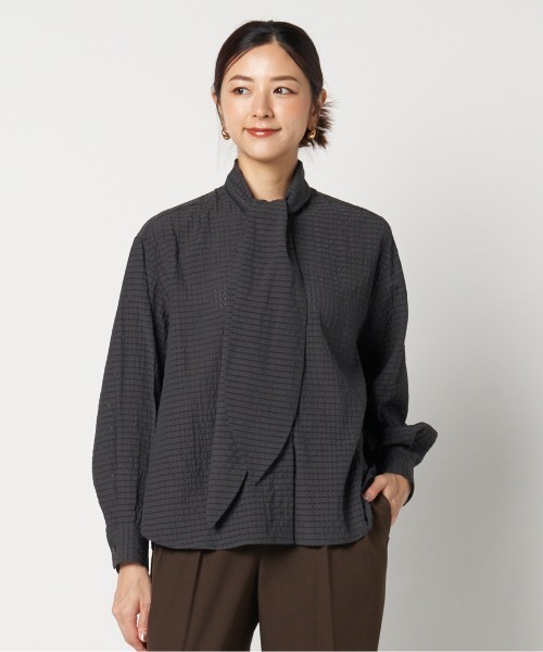 セール】SHEER CHECK BOWTIE BLOUSE（シャツ/ブラウス）｜HELIOPOLE