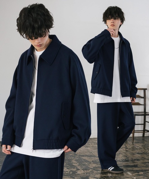 Rocky Monroe(ロッキーモンロー)の「【セットアップ】T/Mショート丈ハリントンジャケット&ワイドイージーパンツ無地/チェックセットアップ(セットアップ・メンズ・ブラウン/チェック/チャコール/ネイビー/ブラック/グレイッシュベージュ・M/L/XL)」の5枚目の写真