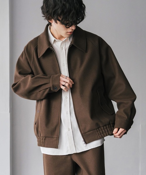 Rocky Monroe(ロッキーモンロー)の「【セットアップ】T/Mショート丈ハリントンジャケット&ワイドイージーパンツ無地/チェックセットアップ(セットアップ・メンズ・ブラウン/チェック/チャコール/ネイビー/ブラック/グレイッシュベージュ・M/L/XL)」の10枚目の写真