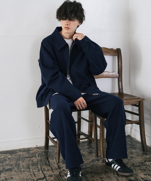 Rocky Monroe(ロッキーモンロー)の「【セットアップ】T/Mショート丈ハリントンジャケット&ワイドイージーパンツ無地/チェックセットアップ(セットアップ・メンズ・ブラウン/チェック/チャコール/ネイビー/ブラック/グレイッシュベージュ・M/L/XL)」の7枚目の写真