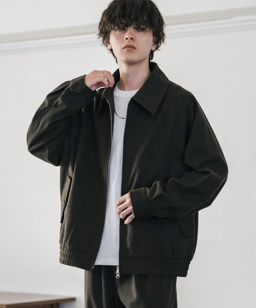 Rocky Monroe(ロッキーモンロー)の「【セットアップ】T/Mショート丈ハリントンジャケット&ワイドイージーパンツ無地/チェックセットアップ(セットアップ・メンズ・ブラウン/チェック/チャコール/ネイビー/ブラック/グレイッシュベージュ・M/L/XL)」の17枚目の写真