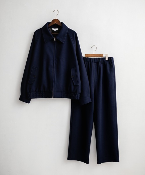 Rocky Monroe(ロッキーモンロー)の「【セットアップ】T/Mショート丈ハリントンジャケット&ワイドイージーパンツ無地/チェックセットアップ(セットアップ・メンズ・ブラウン/チェック/チャコール/ネイビー/ブラック/グレイッシュベージュ・M/L/XL)」の9枚目の写真