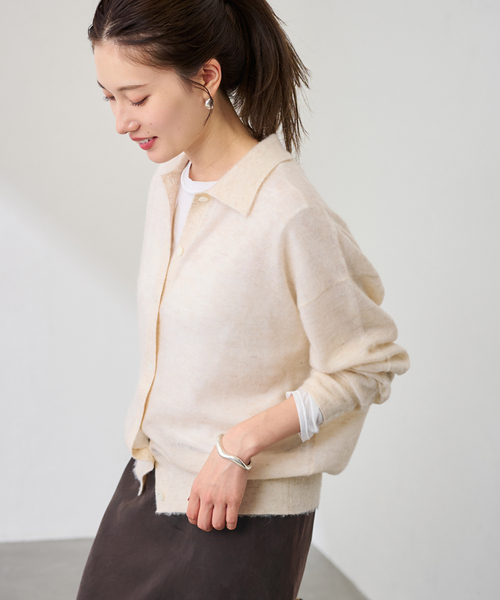 FRAMeWORK（フレームワーク）の「シアーシャギー衿付きカーディガン（カーディガン/ボレロ・レディース・サックスブルー/イエロー/ベージュ・FREE）」の8枚目の写真