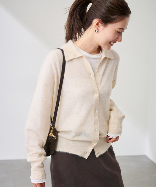 FRAMeWORK（フレームワーク）の「シアーシャギー衿付きカーディガン（カーディガン/ボレロ・レディース・サックスブルー/イエロー/ベージュ・FREE）」の12枚目の写真