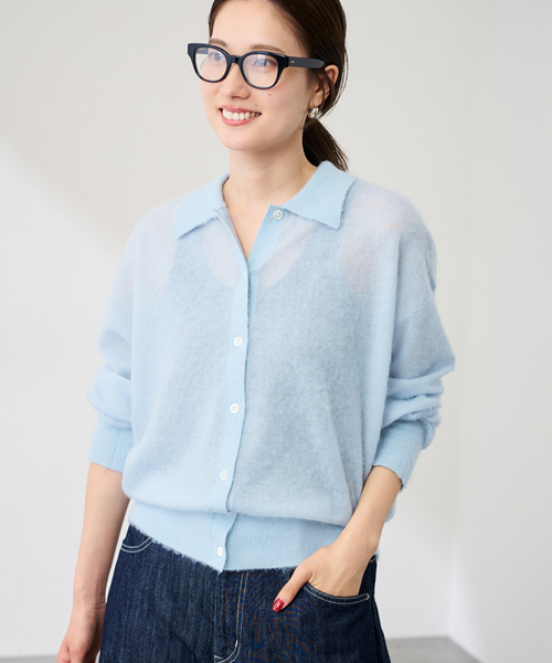 FRAMeWORK（フレームワーク）の「シアーシャギー衿付きカーディガン（カーディガン/ボレロ・レディース・サックスブルー/イエロー/ベージュ・FREE）」の14枚目の写真