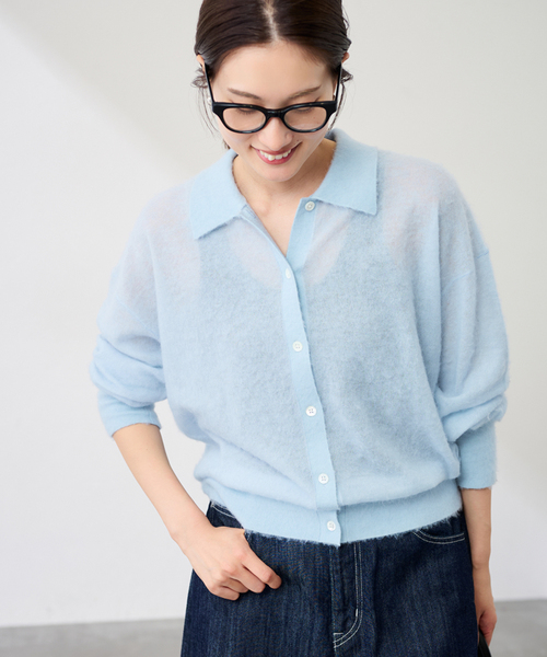 FRAMeWORK（フレームワーク）の「シアーシャギー衿付きカーディガン（カーディガン/ボレロ・レディース・サックスブルー/イエロー/ベージュ・FREE）」の15枚目の写真