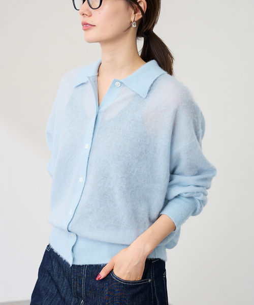 FRAMeWORK（フレームワーク）の「シアーシャギー衿付きカーディガン（カーディガン/ボレロ・レディース・サックスブルー/イエロー/ベージュ・FREE）」の16枚目の写真