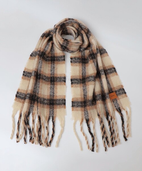 SHIPS（シップス）の「【WEB限定】SHIPS: オンブレチェック ボリューム マフラー（マフラー・メンズ・ナチュラル/ブラック/ライトグリーン・ONE SIZE）」の4枚目の写真