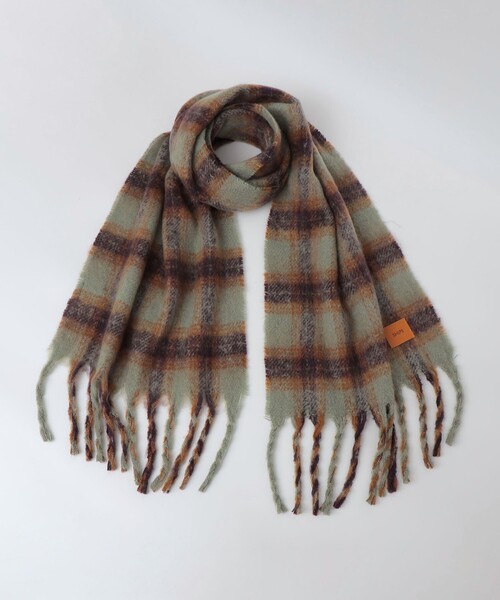 SHIPS（シップス）の「【WEB限定】SHIPS: オンブレチェック ボリューム マフラー（マフラー・メンズ・ナチュラル/ブラック/ライトグリーン・ONE SIZE）」の6枚目の写真