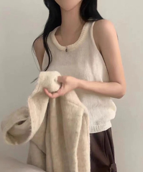 Nia（ニア）の「Nia(ニア)/【セットアイテム】レイヤードバイカラーオフショルニット（ニット/セーター・レディース・ブラウン/アイボリー/グレー・FREE）」の5枚目の写真