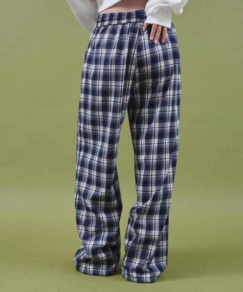 dispark（ディスパーク）の「DISPARK/ワイドルーズチェックパンツ（スラックス・レディース・ネイビー/ブラック・FREE）」の9枚目の写真
