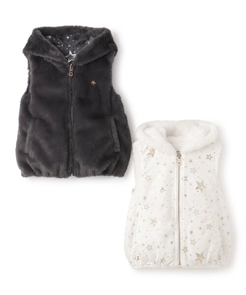 フェイクファーリバーシブルフードベスト（ベスト）｜kate spade new