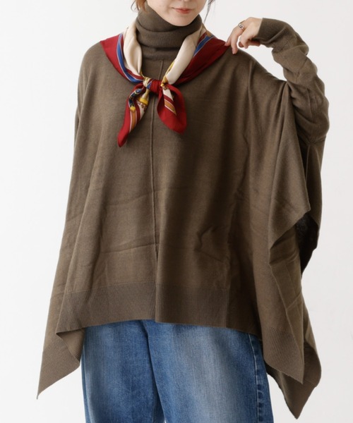 Theory　タートルネックゆったりニット ポンチョ カシミヤ100%　カーキ DESIGNWORKS（デザインワークス）の「タートルネックポンチョ（ニット