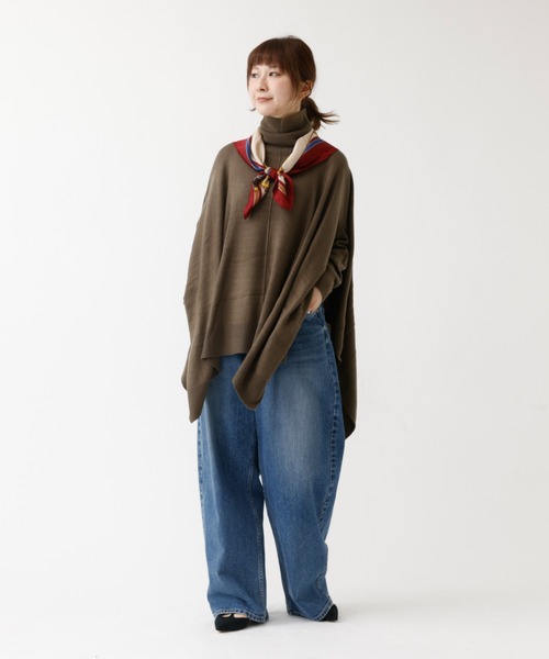 DESIGNWORKS（デザインワークス）の「タートルネックポンチョ（ニット/セーター・レディース・グレー/カーキ/ブラック・フリー）」の21枚目の写真