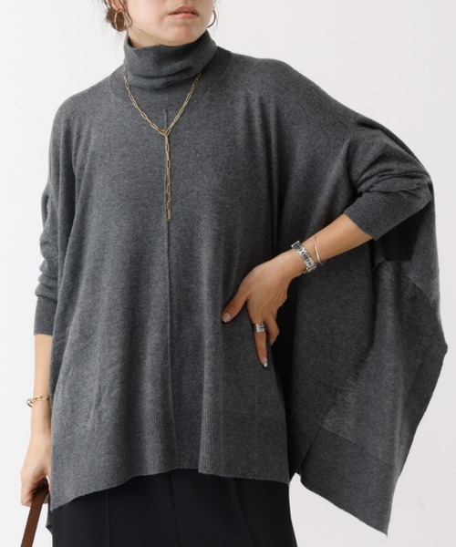 DESIGNWORKS（デザインワークス）の「タートルネックポンチョ（ニット/セーター・レディース・グレー/カーキ/ブラック・フリー）」の14枚目の写真