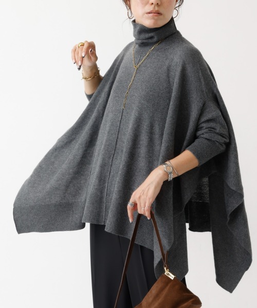 DESIGNWORKS（デザインワークス）の「タートルネックポンチョ（ニット/セーター・レディース・グレー/カーキ/ブラック・フリー）」の18枚目の写真