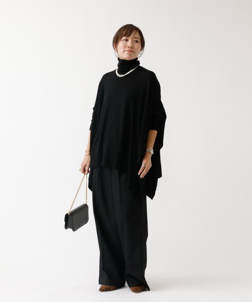 DESIGNWORKS（デザインワークス）の「タートルネックポンチョ（ニット/セーター・レディース・グレー/カーキ/ブラック・フリー）」の20枚目の写真