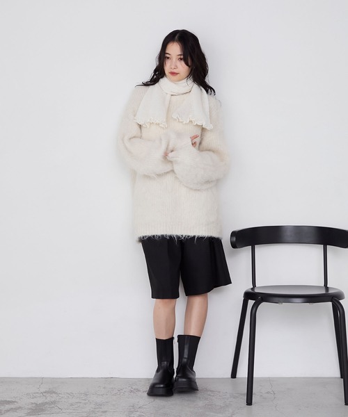 セール】【forksy.】【Santelli Francesca】フリルニットマフラー