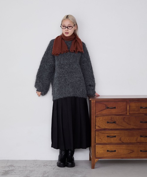 セール】【forksy.】【Santelli Francesca】フリルニットマフラー