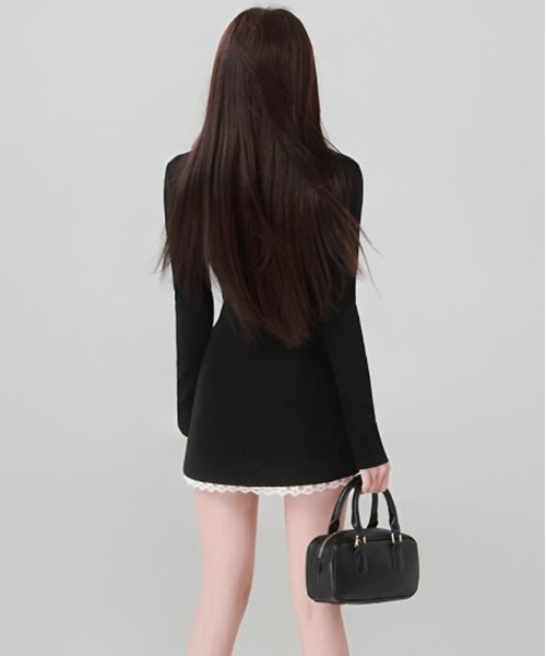 gossip!ロサンゼルス(ゴシップロサンゼルス)の「大人可愛い|ドットビジュアルトップス+レースブラックミニスカートセットアップ Y2K(セットアップ・レディース・ブラック・FREE)」の11枚目の写真