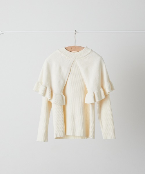 riziere（リジェール）の「ケープレイヤードニットプルオーバー（ニット/セーター・キッズ・ブラック/アイボリー・100/130/120/110/90/150/140）」の4枚目の写真