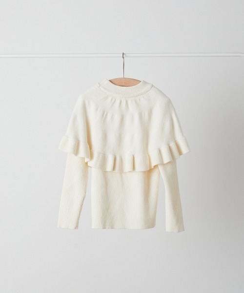 riziere（リジェール）の「ケープレイヤードニットプルオーバー（ニット/セーター・キッズ・ブラック/アイボリー・100/130/120/110/90/150/140）」の5枚目の写真