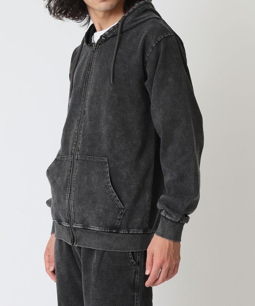 CORISCO（コリスコ）の「ピグメント加工 上下セットカットデニムジップパーカー＆イージーパンツ CORISCO（パーカー・メンズ・ブラック/インディゴブルー・M/L/LL）」の3枚目の写真