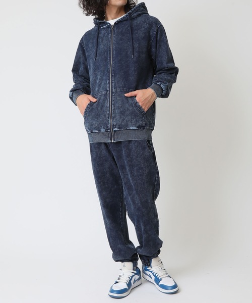 CORISCO（コリスコ）の「ピグメント加工 上下セットカットデニムジップパーカー＆イージーパンツ CORISCO（パーカー・メンズ・ブラック/インディゴブルー・M/L/LL）」の19枚目の写真