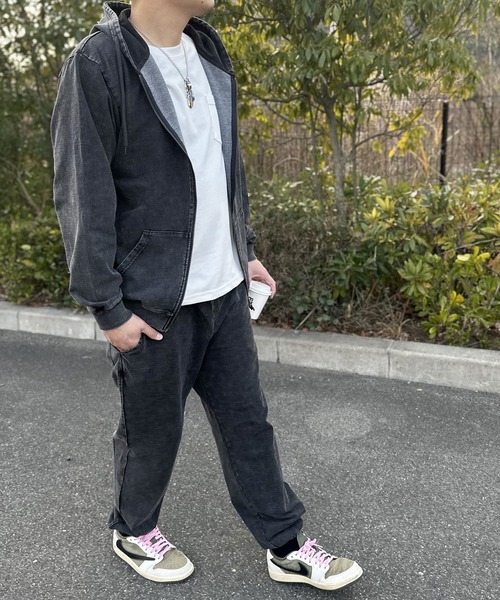 CORISCO（コリスコ）の「ピグメント加工 上下セットカットデニムジップパーカー＆イージーパンツ CORISCO（パーカー・メンズ・ブラック/インディゴブルー・M/L/LL）」の20枚目の写真