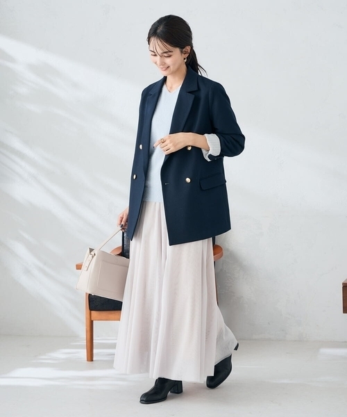 a.v.v(アーヴェヴェ)の「【洗える】チュールフレアスカート(スカート・レディース・アイボリー/チャコールグレー・36/40/38)」の3枚目の写真