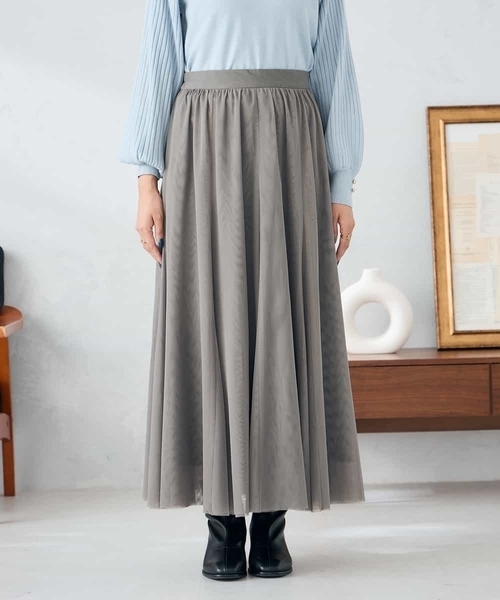 a.v.v(アーヴェヴェ)の「【洗える】チュールフレアスカート(スカート・レディース・アイボリー/チャコールグレー・36/40/38)」の15枚目の写真