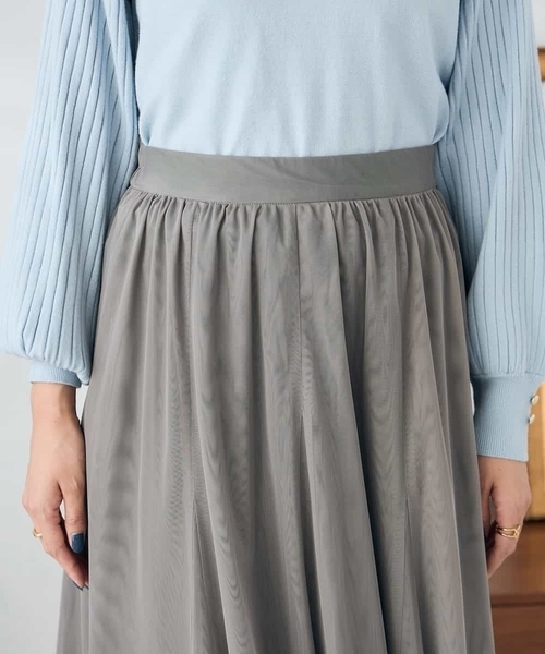 a.v.v(アーヴェヴェ)の「【洗える】チュールフレアスカート(スカート・レディース・アイボリー/チャコールグレー・36/40/38)」の18枚目の写真