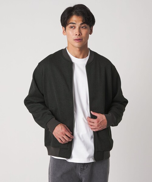 A DAY IN THE LIFE UNITED ARROWS(アデイインザライフユナイテッドアローズ)の「ニット フリース ヘリンボーンプリント MA-1<A DAY IN THE LIFE>(MA-1・メンズ・ネイビー/オリーブ/グレー系・M/L)」の4枚目の写真