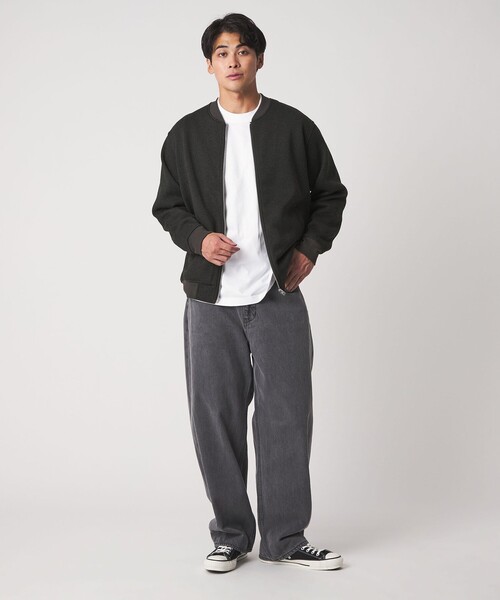 A DAY IN THE LIFE UNITED ARROWS(アデイインザライフユナイテッドアローズ)の「ニット フリース ヘリンボーンプリント MA-1<A DAY IN THE LIFE>(MA-1・メンズ・ネイビー/オリーブ/グレー系・M/L)」の6枚目の写真