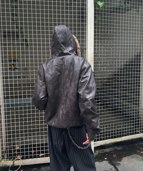 kutir（クティール）の「2WAY FAKEFUR HOOD ZIP BLOUSON／2WAYフェイクファーフードジップブルゾン（ブルゾン・メンズ・ブラック/ネイビー/ブラウン/カーキ・SMALL/MEDIUM/LARGE）」の21枚目の写真